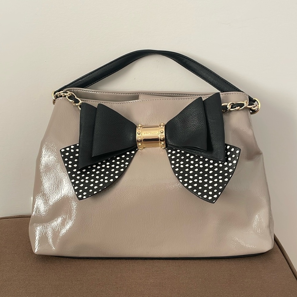 Betsey Johnson Black and Tan Tote Bag